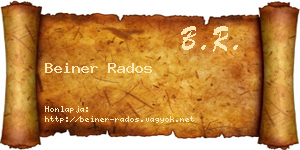 Beiner Rados névjegykártya